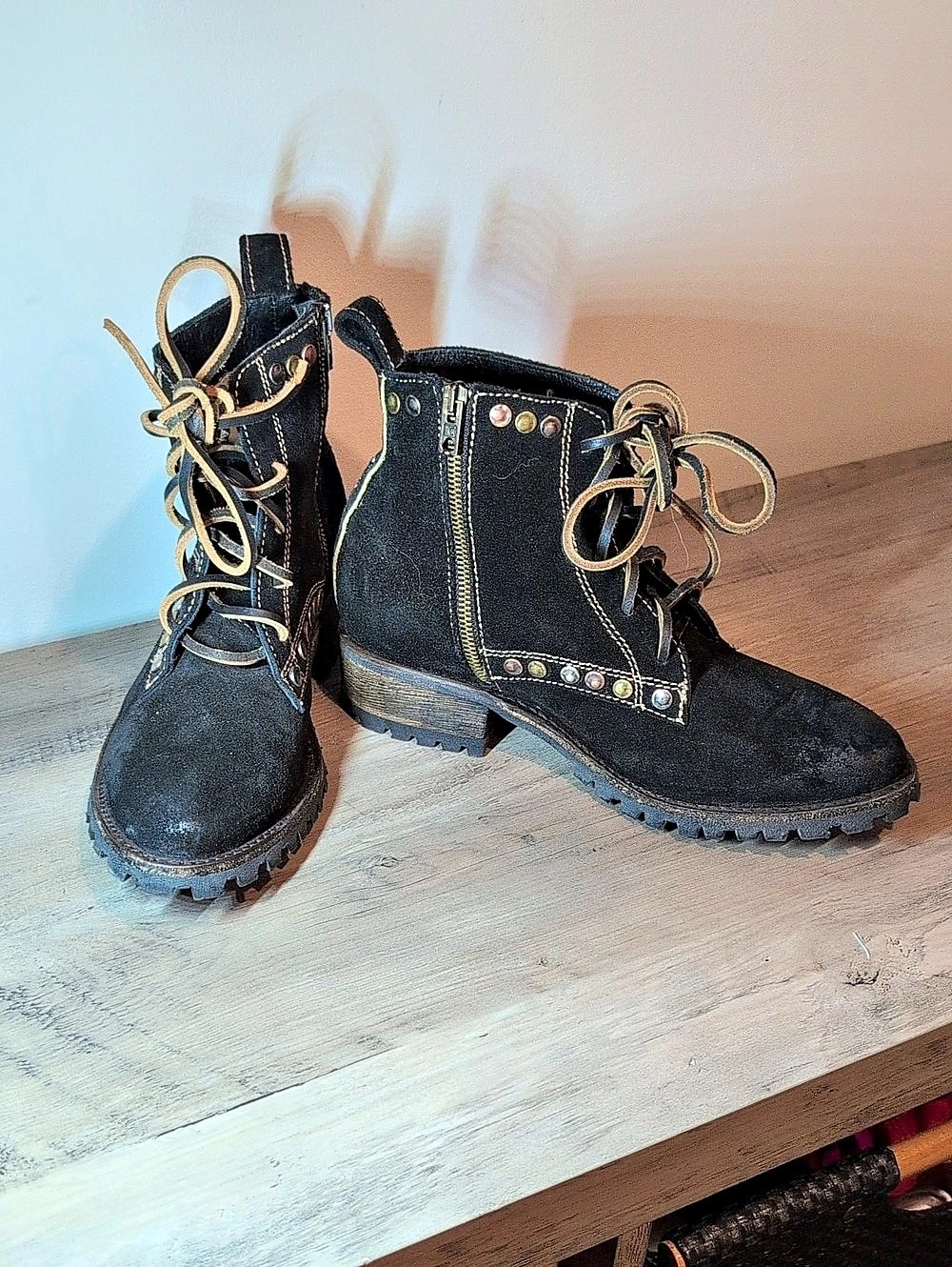 Old Gringo Studded Combat Boots Black US 7